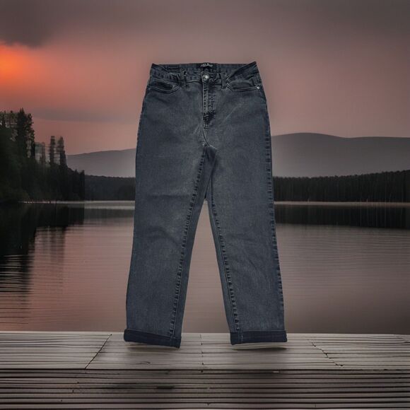 Judy Blue Roll Cuff Crop Capri Jeans 9/29 (29x23.5) Weathered Black High Stretch - Picture 1 of 9